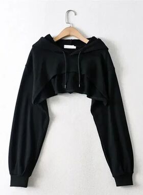 Hoodie Female Hoodie Personality Irregular Crop Ultra Short