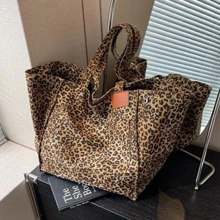 Canvas Bag Vintage Fashion Shoulder Pattern Leopard Tote