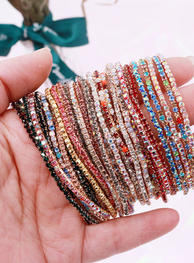 5Pcs/Lot Elastic Crystal Bracelets 2mm Charming Gold Color C