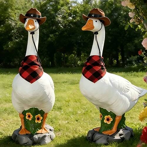 Resin Crafts Statues Adjustable Swan Figurine Realistic Outd