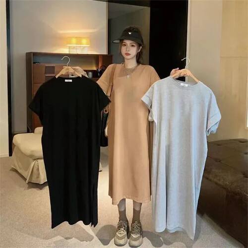 Loose Casual Solid Color Comfortable Dress Loose Large Size