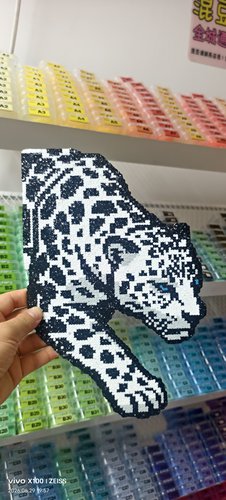 Handmade Perler Beads • Golden Leopard Finished Piece