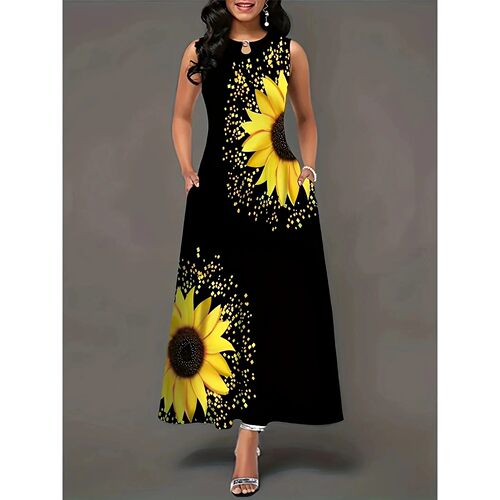 Large size European and American style sunflower print sleev
