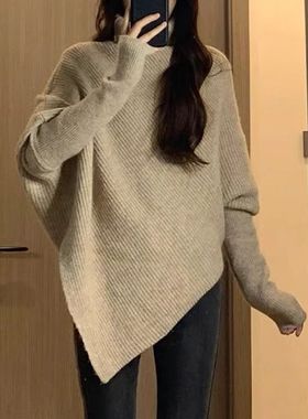 New Casual Turtleneck Pullover Irregular Women Sweater Autum