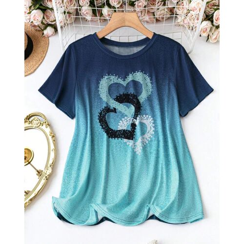 New Plus Size European and American Women's Casual Round Nec