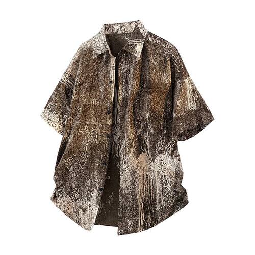 Summer Holiday Ombre Print Short Sleeved Shirt Casual Button