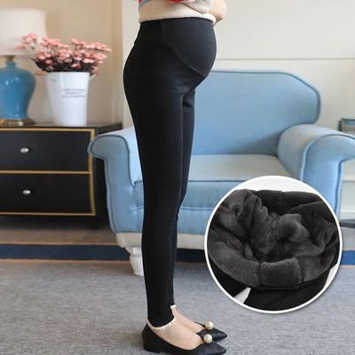 Winter Pregnant Women Black Leggings for Maternity Warm Soft
