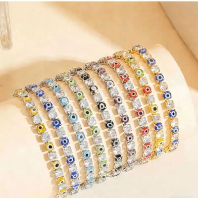 Fashion Trend Color Eyes Zircon Square Korean Edition Bracel