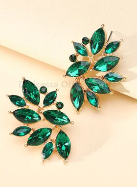 Temperament Elegant Rhinestone Flower Decor Stud Earrings Fo