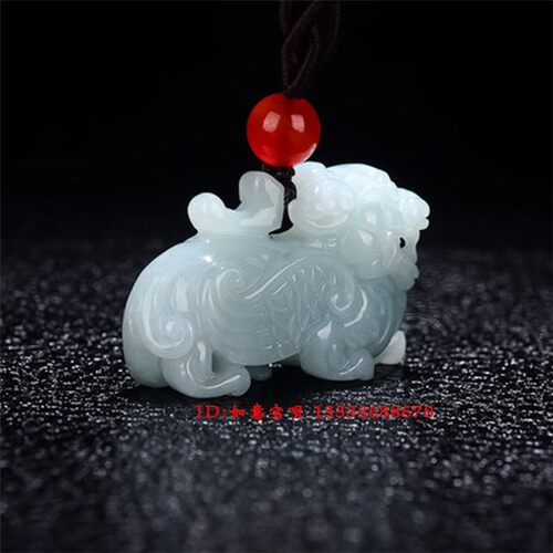 天然缅甸翡翠貔貅证书玉吊坠吊坠