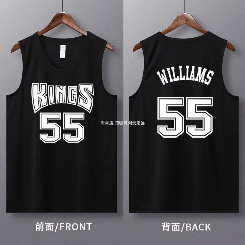 速干宽松美式篮球背心国王55号贾森威廉姆斯投篮训练服球衣运动夏