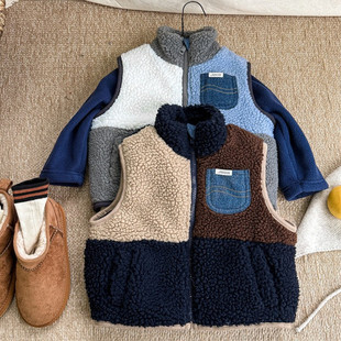 儿童羊羔绒马甲秋冬新款童装男童1女童3宝宝洋气保暖背心外穿坎肩