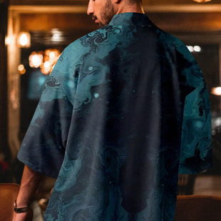 日系港风复古改良汉服羽织开衫中国风宽松百搭七分袖汉服道袍外套