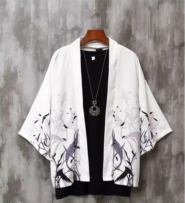 夏季七分袖衬衫男宽松中国风羽织防晒外套薄款古风很仙的情侣外套