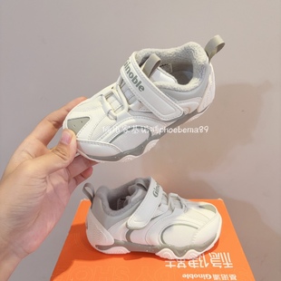 基诺浦机能鞋冬款薄绒皮面加绒棉鞋男女童板鞋运动鞋1500特价清