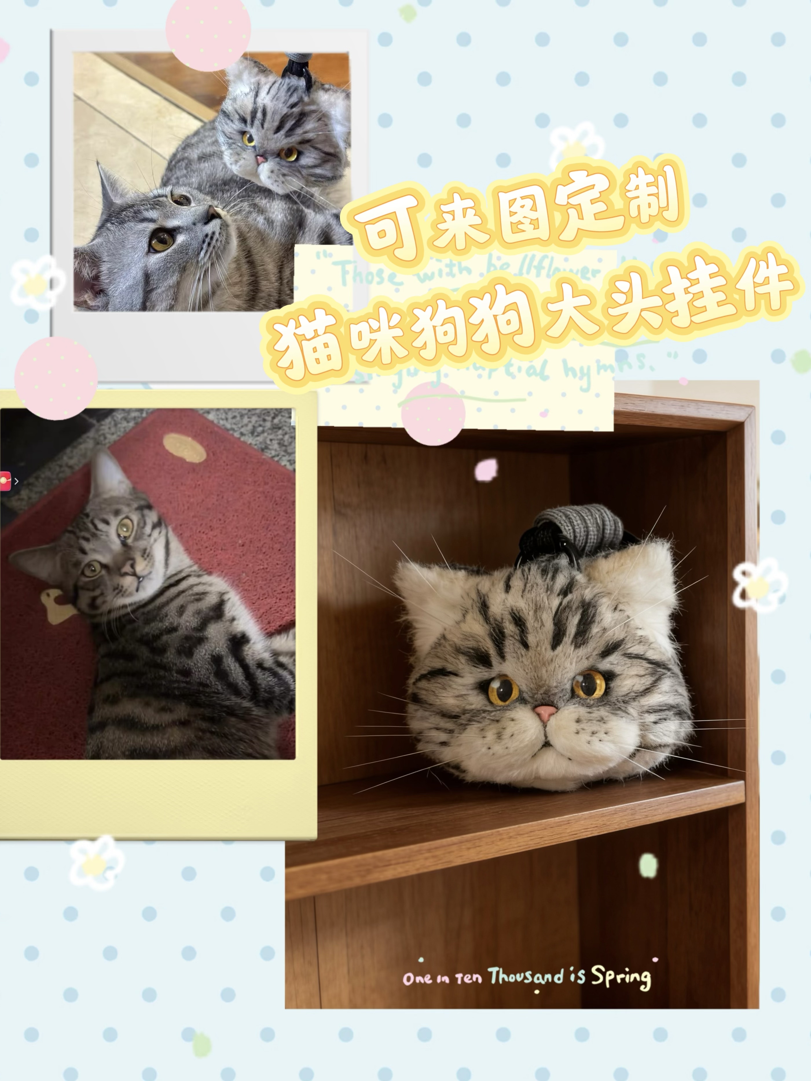 原创来图定制猫咪狗狗美短布偶金渐层银渐层泰迪比熊包包挂件包挂
