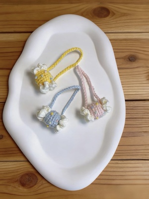 手工编织毛线娃娃围兜bjd娃娃包包公仔帽子扭扭棒玩偶配件背挎包