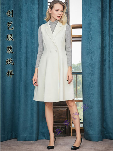 创艺双面羊绒牛皮纸翻领马甲背心