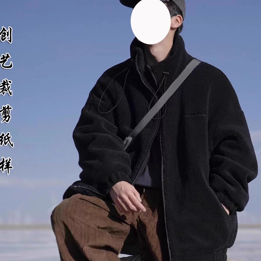 百搭男士创艺牛皮纸棉衣立领