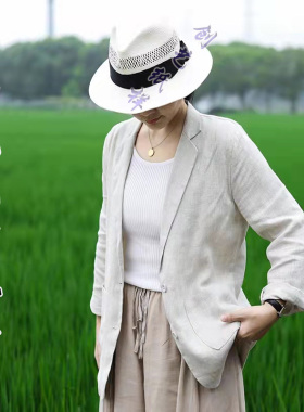 纸样 CX189亚麻西装女春秋森系短款棉麻外套上衣小西服做衣服图纸