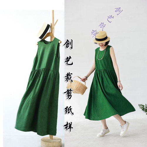 亚麻背心连衣裙创艺牛皮纸新品