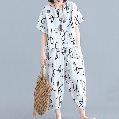 棉麻套装哈伦新款衣服创艺套装