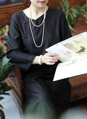 裁缝裁剪图C241中式中国风春夏桑蚕丝莨绸香云纱连衣裙袍子纸样版