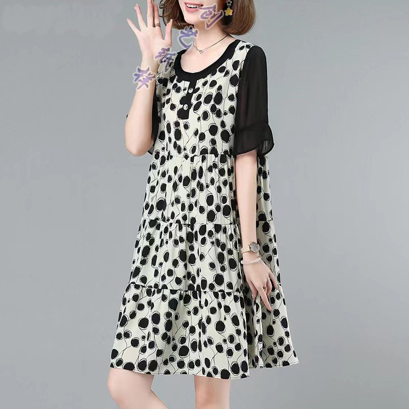 裁剪图纸cx275雪纺碎花连衣裙女中长款新款夏季薄款a字裙子纸样版