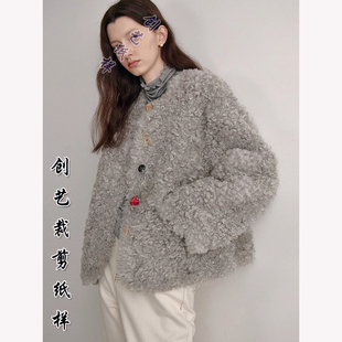 缝纫纸样E297皮一体毛外套女冬季 高级感羊羔毛环保皮草做衣服 新款