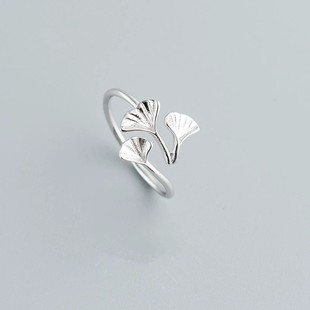 三生有幸银杏叶戒指女2023新款爆款轻奢食指戒小众设计精致开口戒