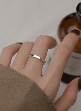 不规则开口指环戒指925银