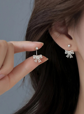 999纯银蝴蝶结耳钉2025新爆款轻奢耳环小众高级设计百搭轻奢气质