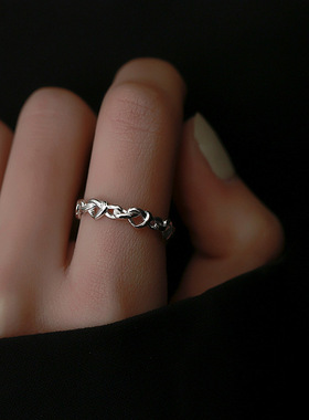 轻奢爱心小众设计主义风学生戒指