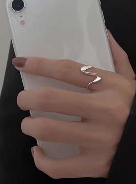 波浪戒指女2024年新款潮小众时尚个性开口可调食指戒