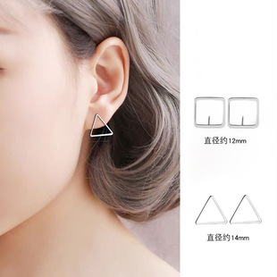 925银针几何图形耳钉2024新款爆款耳环轻奢小众级感女耳饰