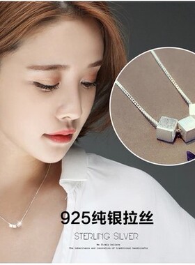 方块短款甜美风生日礼物锁骨链