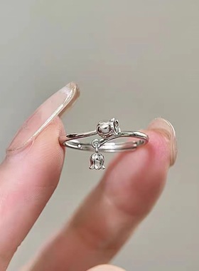 铃兰戒指女小众设计高级感轻奢气质花朵食指戒开口指环尾戒