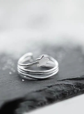 多层星星戒指女2024年简约清新学生个性创意百搭开口戒