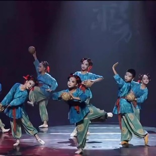 新款少儿古典舞蹴鞠乐舞蹈演出服男女童汉服古风唐装古装圆领袍服