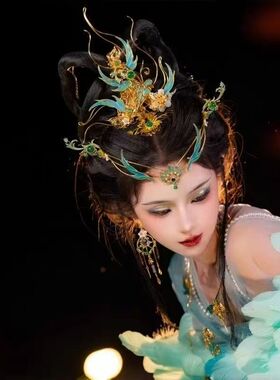 【幻雀翎歌】古风原创孔雀发饰合金汉服古装配饰发冠璎珞一整套