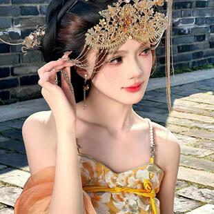 古风国风经典纯手工金缕衣发簪面帘古典汉服发冠唐制明制配饰