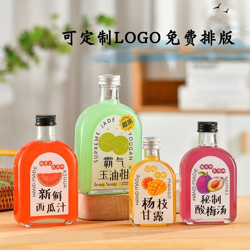 工厂直销无铅玻璃冷翠果汁咖啡瓶图片