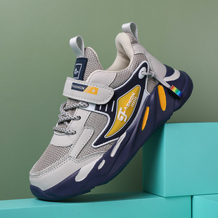 批发男童鞋运动鞋春秋开学季跑步鞋中大童网面皮面休闲鞋防滑耐磨