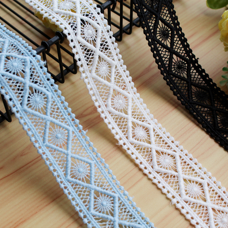 海缘手工diy服装辅料 精致涤光凌形水溶绣花蕾丝袖口衣领装饰花边