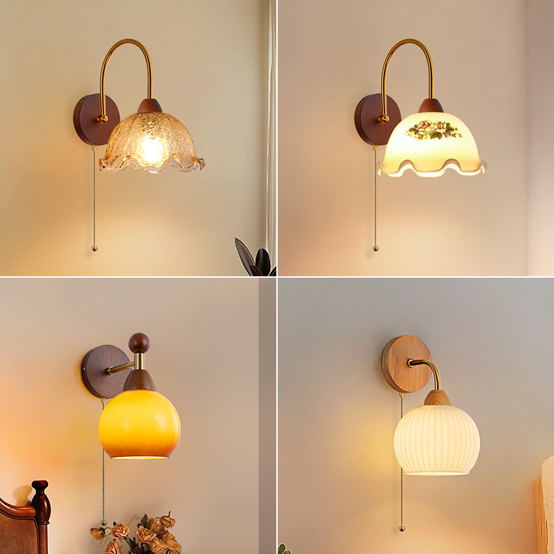 北欧创意中古风壁灯卧室床头走廊