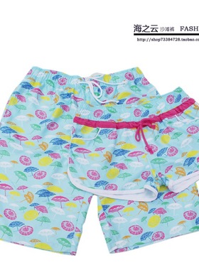 特价清仓时尚沙滩裤roxy绣花七彩小雨伞情侣热裤大码冲浪裤速干