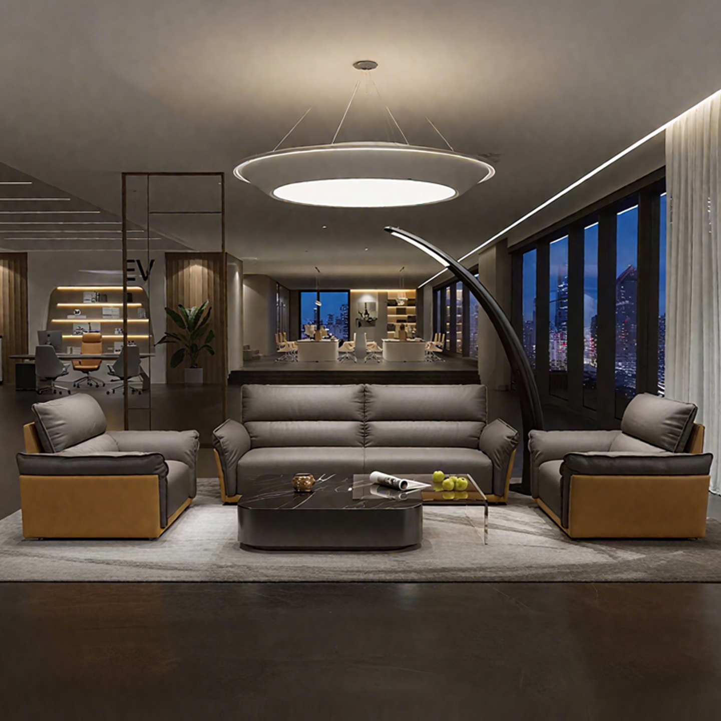 现代简约优质西皮沙发客厅三人位沙发大户型办公沙发多人休闲沙发