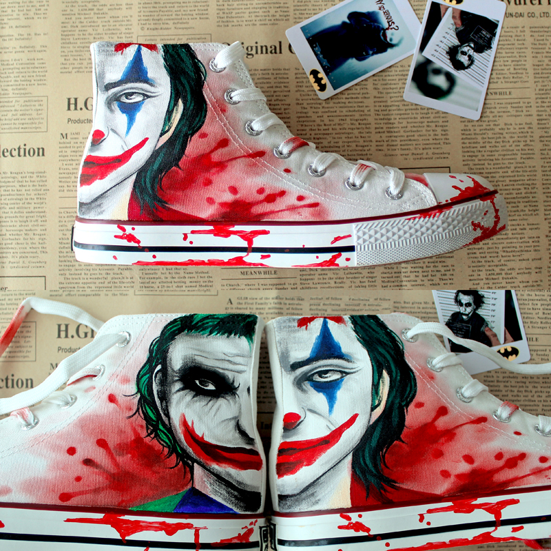 回力高帮原创个性手绘小丑帆布鞋