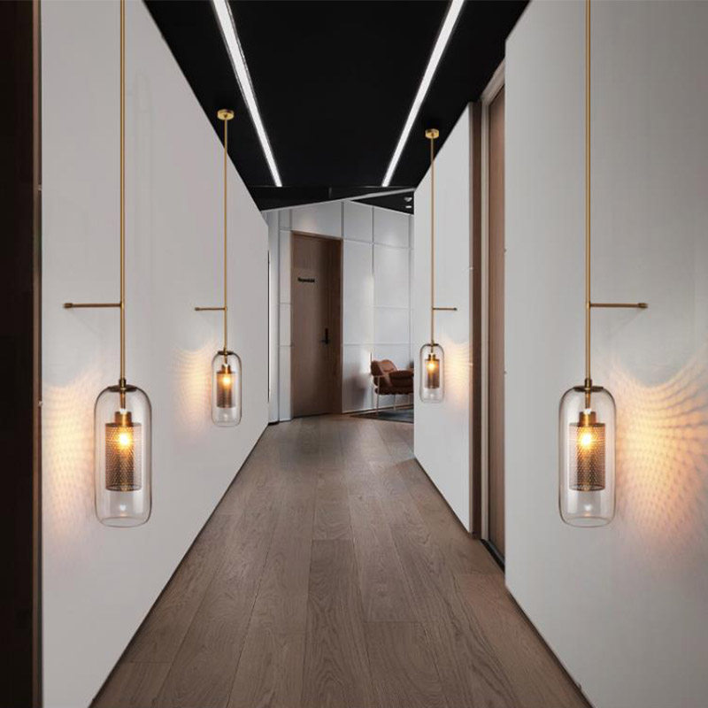 定制工程长杆玻璃中式壁灯墙灯客厅别墅酒店大堂走廊过道长条壁灯