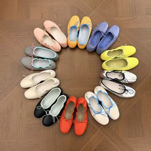 H55女鞋小羊软糖2026春季新款彩色圆头简约气质超平底浅口小单鞋